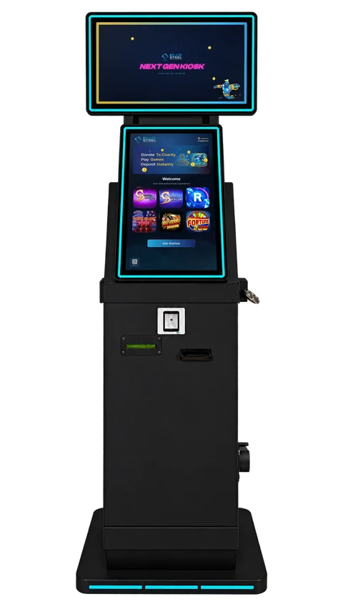 Front view - dual touchscreens running BSK Express