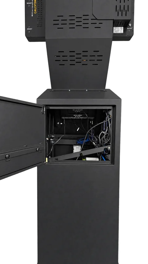 Rear service door and display housing